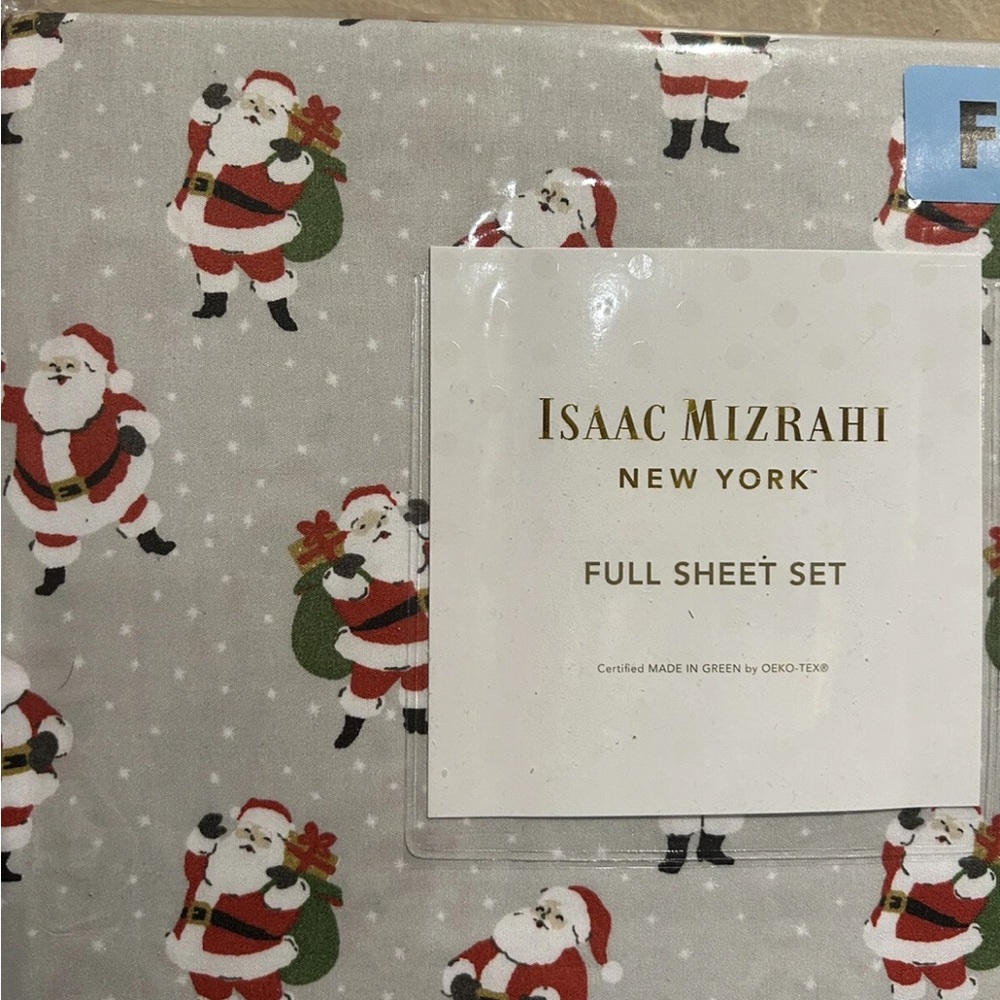Isaac Mizrahi Santa With Gifts Full  Sheet Set Microfiber New Christmas Holiday
